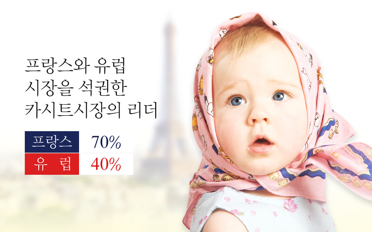 프랑스와 유럽 시장을 석권한 카시트시장의 리더 프랑스 : 70%, 유럽 : 40%